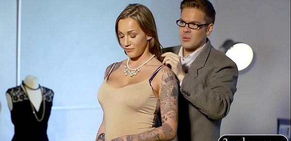  Tattooed woman gets railed by nerdy dude